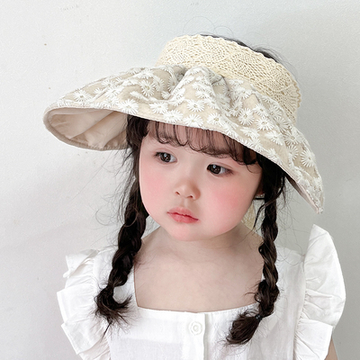 云艾熊蕾丝空顶帽防晒帽