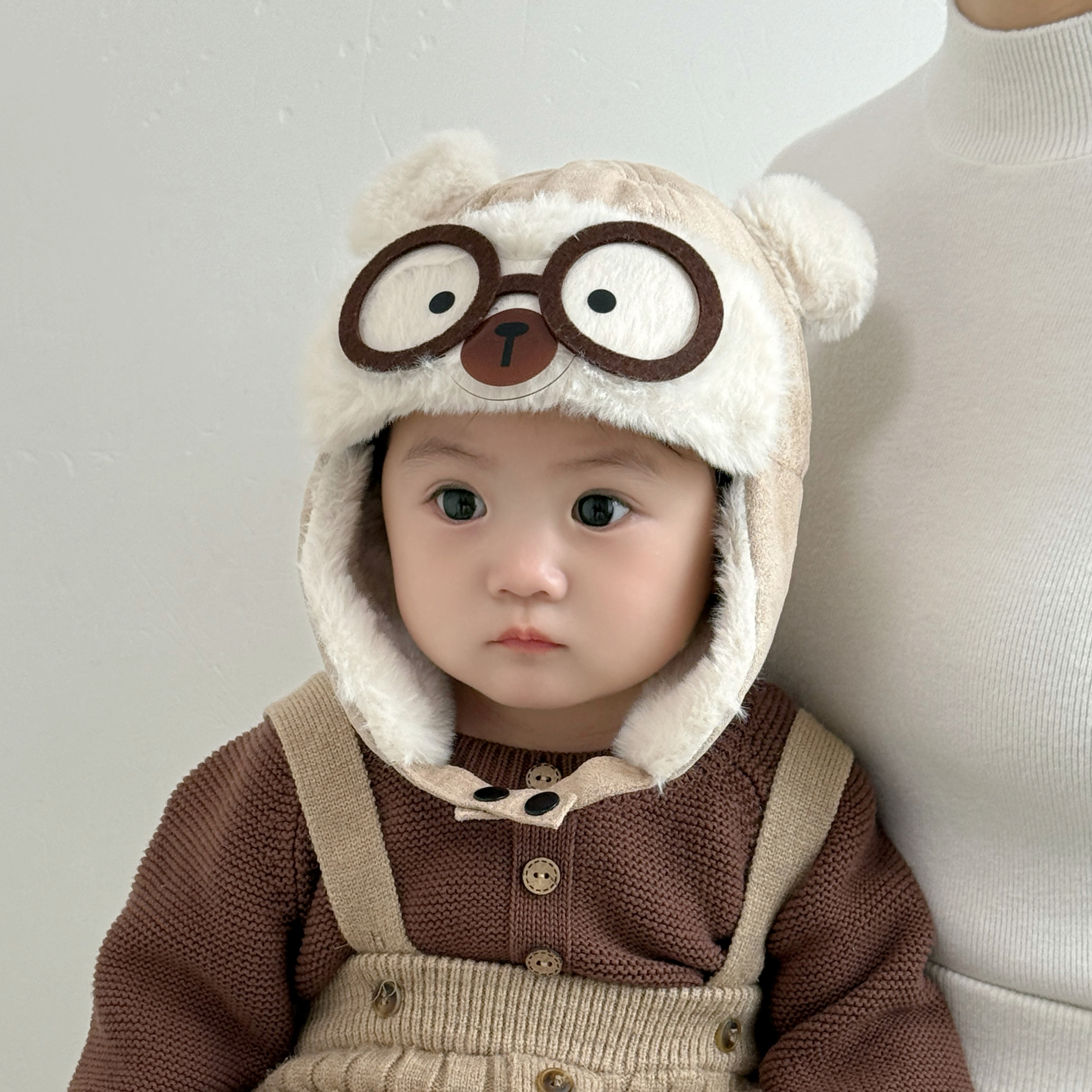 婴儿帽子保暖羊羔绒防风小月龄