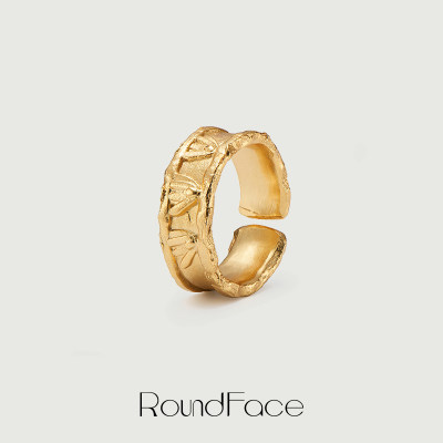 RoundFace24SS浮雕手工宽戒