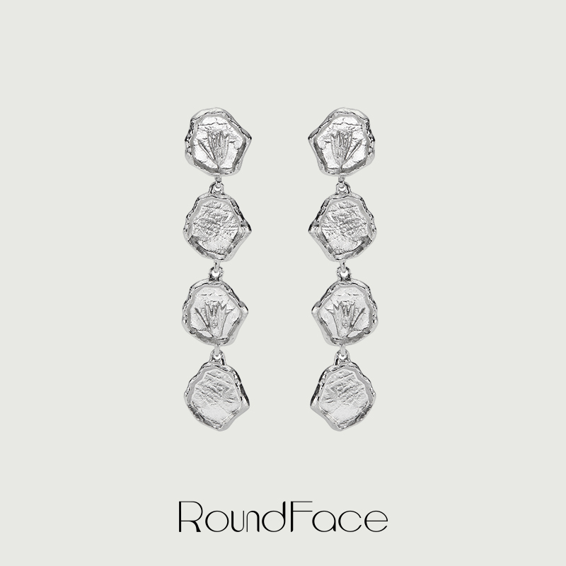 RoundFace24SS金属串链耳环