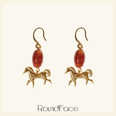 RoundFace炼天系列红髓体小马本命年耳饰高级感首饰送女友礼物