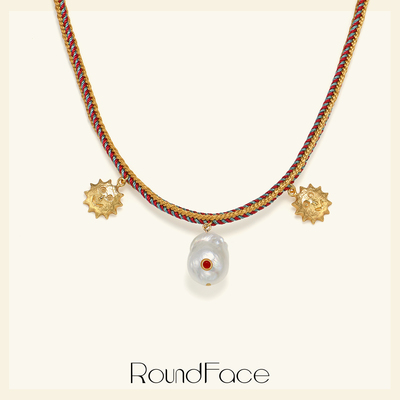 【杨采钰同款】RoundFace炼金术系列巴洛克珍珠太阳脸编织项链