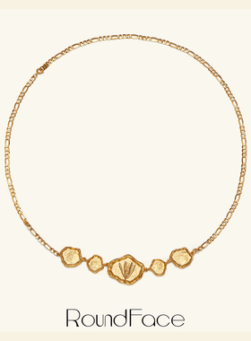 特卖品RoundFace 24SS 设计师夸张款浮雕手工金属造型串链项链