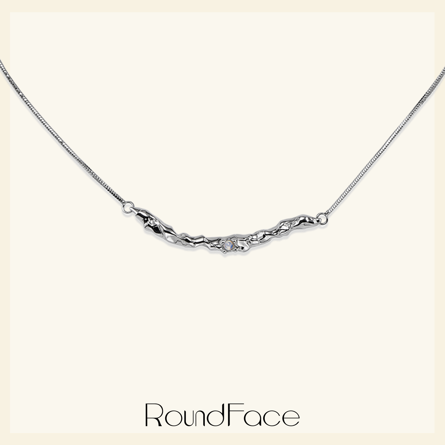 RoundFace潜意 春夏小众原创纯银机理月光石项链女高级感送礼物