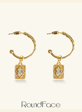 RoundFace2026新品原创设计钥匙书法式复古轻奢小众耳环日常礼物