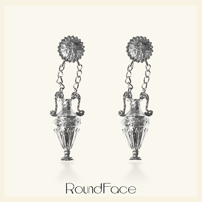 【杨采钰同款耳环】RoundFace花瓶浮雕法式金银体耳环复古送女友