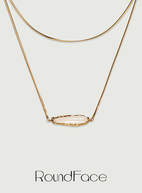 【井柏然同款】RoundFace24SS 金属包镶天然贝母长项链毛衣链