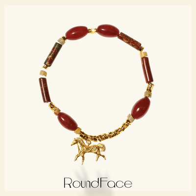 新年礼物RoundFace炼天系列体手链新年红色小马本命年礼物送女友