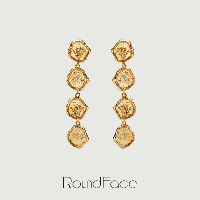 RoundFace24SS金属串链耳环