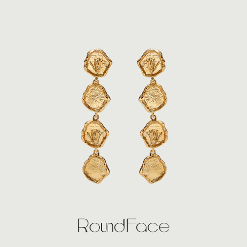 RoundFace24SS金属串链耳环