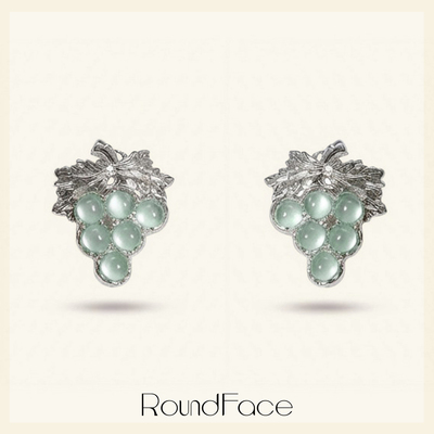 RoundFace花园系列红色葡萄耳钉金色日常百搭法式高级感小众设计