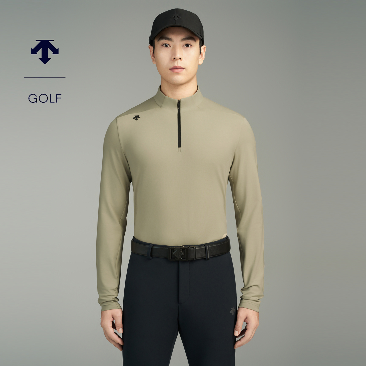 DESCENTEGOLF迪桑特高尔夫男士立领磨毛长袖POLO衫 春夏新品