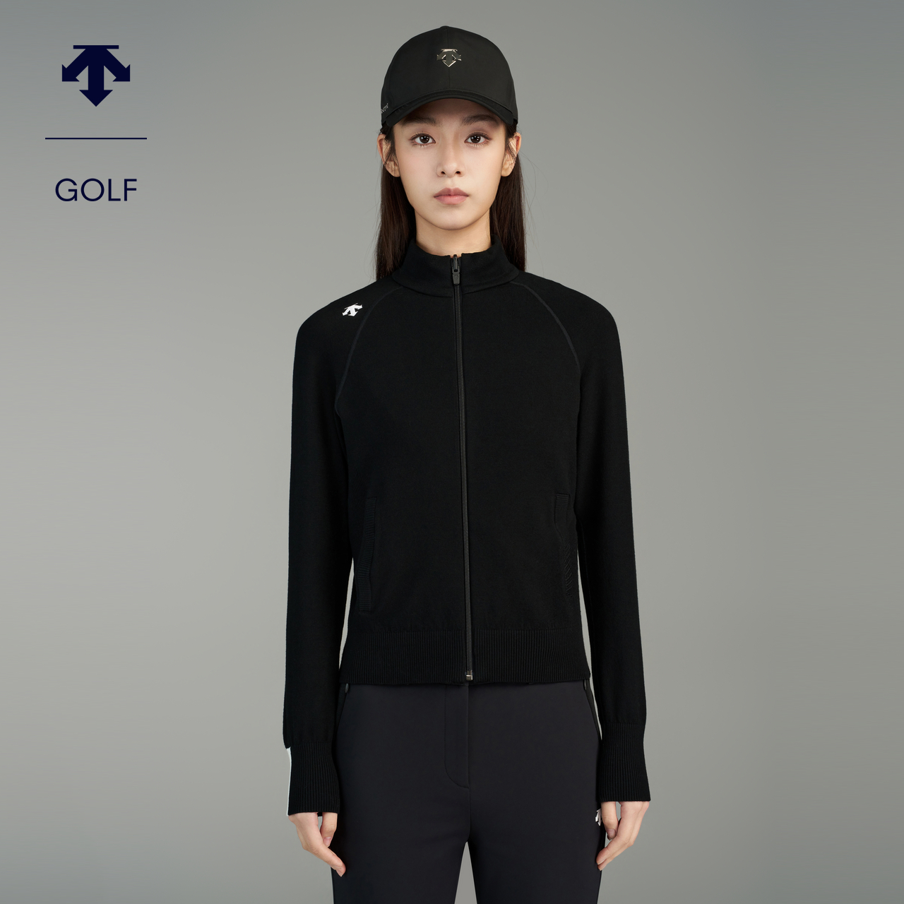 DESCENTEGOLF迪桑特高尔夫女毛织夹克外套正反两穿