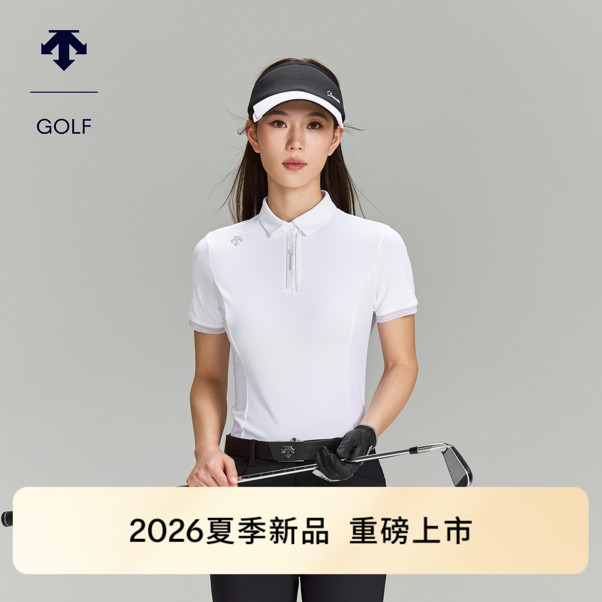 【进口珠地面料】迪桑特高尔夫女PRO弹力透气短袖POLO衫早秋新品