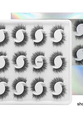 12 Pairs Natural Handmade3D False Eyelashes short Lashes