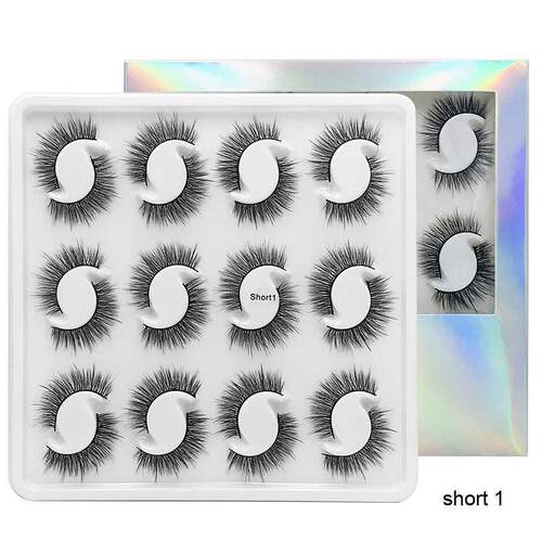 12 Pairs Natural Handmade3D False Eyelashes short Lashes