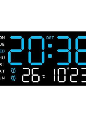 Large Digital Wall Clock Temp Date Week Display Remote Contr