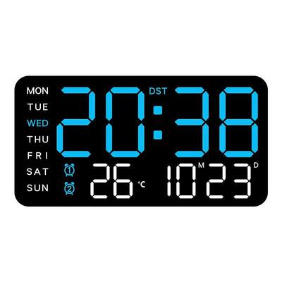 Large Digital Wall Clock Temp Date Week Display Remote Contr
