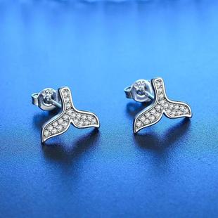925 Sterling Silver Stud Earrings zircon For Women Fashion E