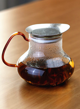 高端纯钛茶漏过滤一体泡茶壶 600ml耐高温玻璃花茶壶可煮烧水茶壶