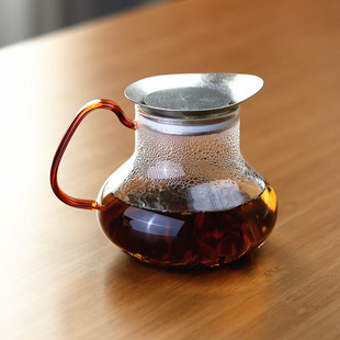 高端纯钛茶漏过滤一体泡茶壶 600ml耐高温玻璃花茶壶可煮烧水茶壶