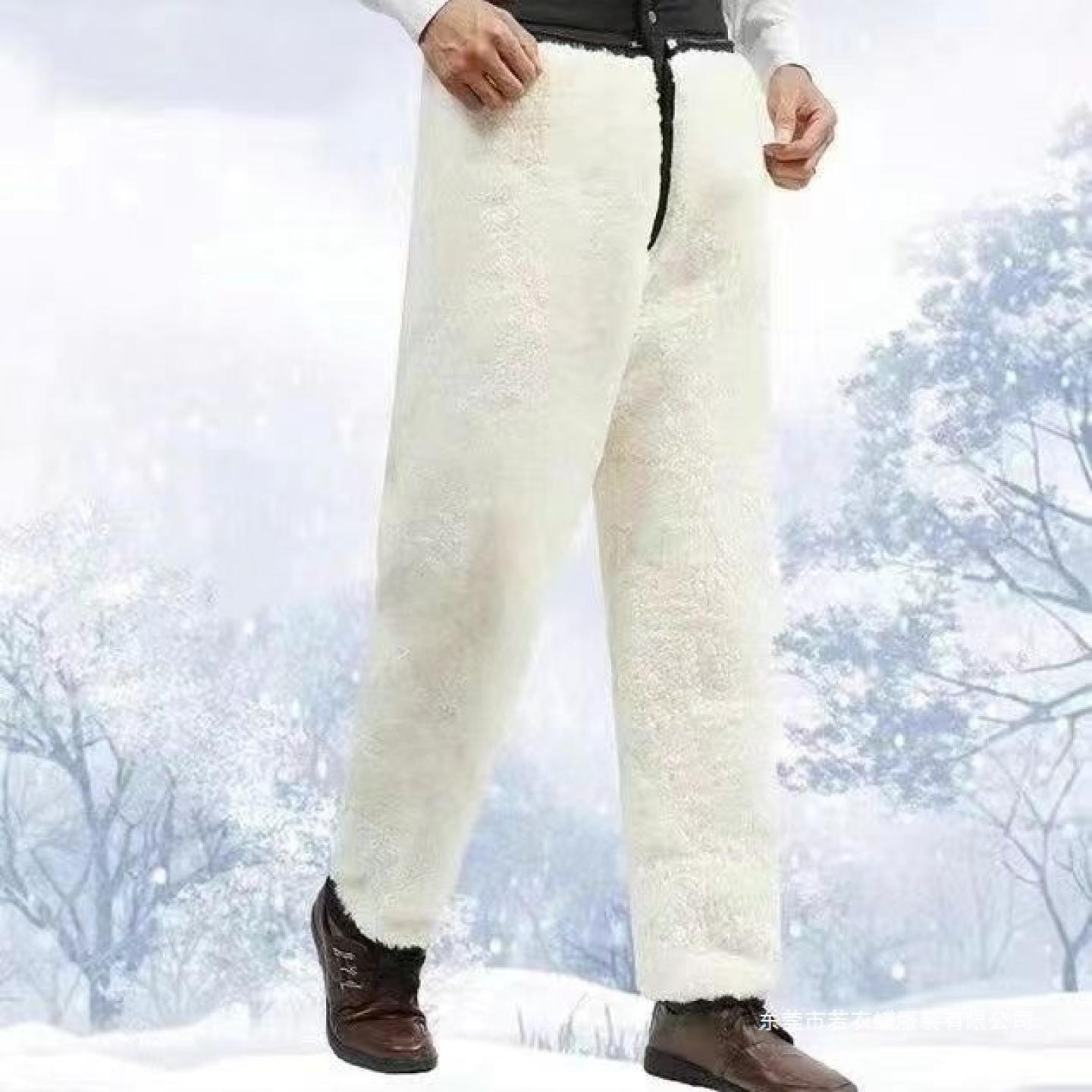 冬季羊毛内胆一体棉裤男女中老年