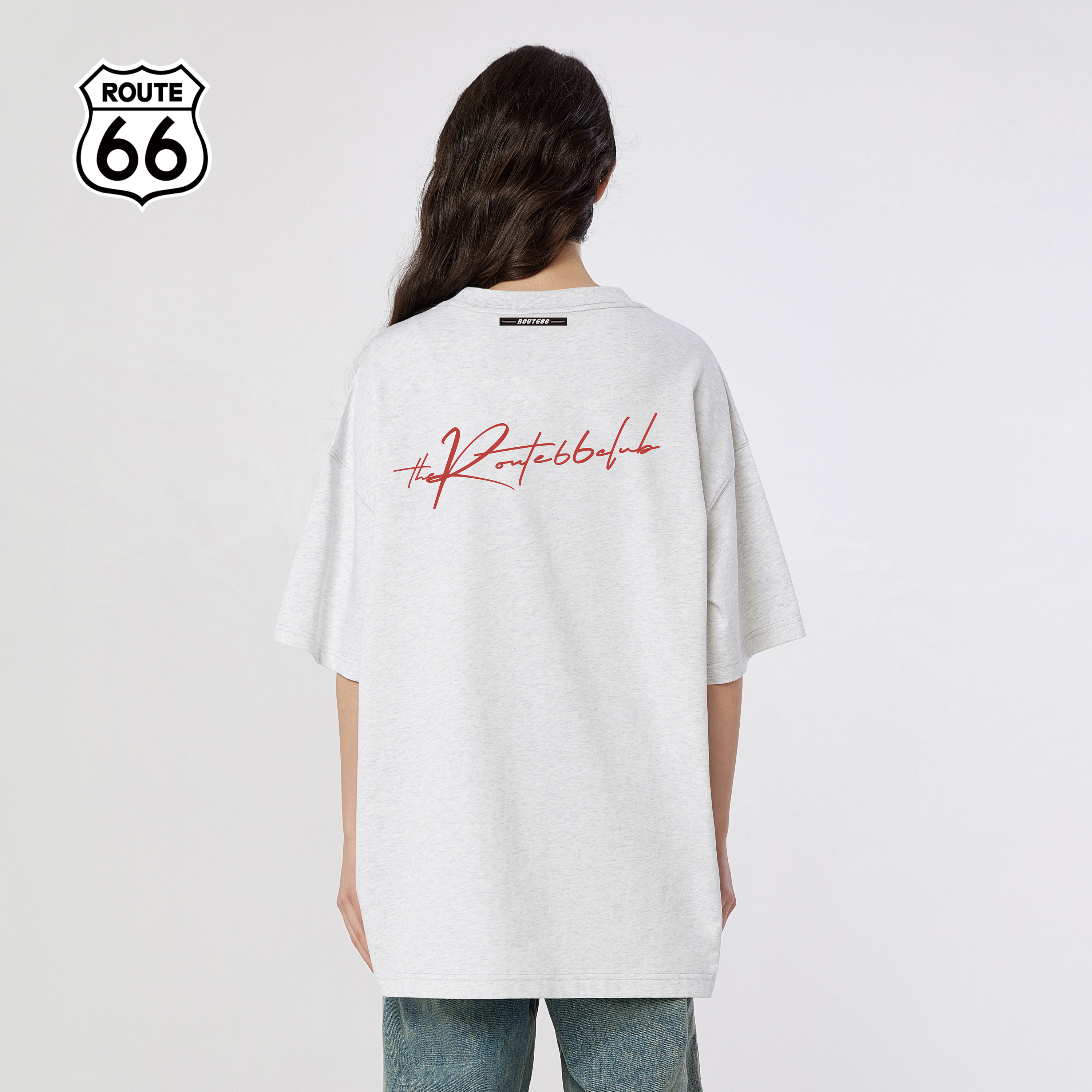 ROUTE66字母印花情侣T恤