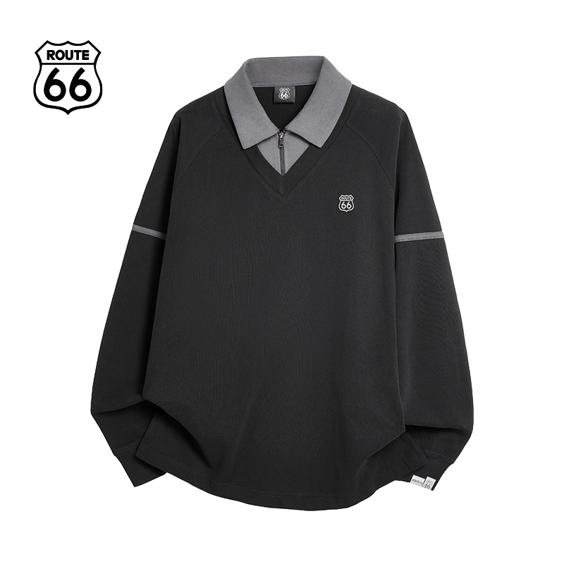 66号公路假两件学院风polo衫卫衣