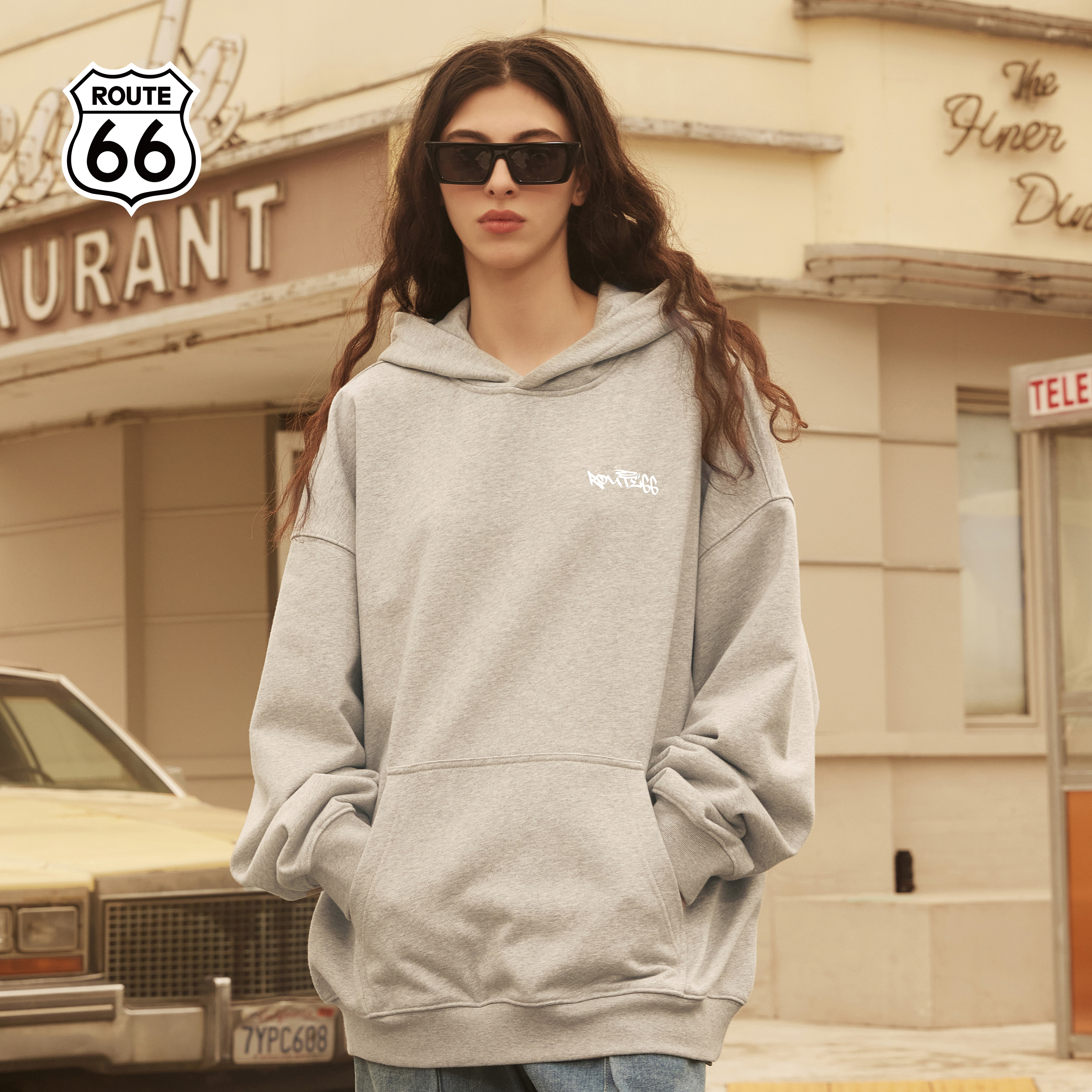 ROUTE66基础款连帽卫衣