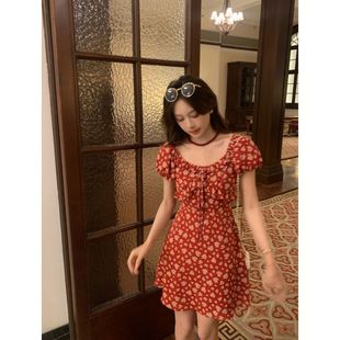 甜美清新减龄碎花设计感短袖 连衣裙夏季 新款 小众收腰显瘦短裙女装