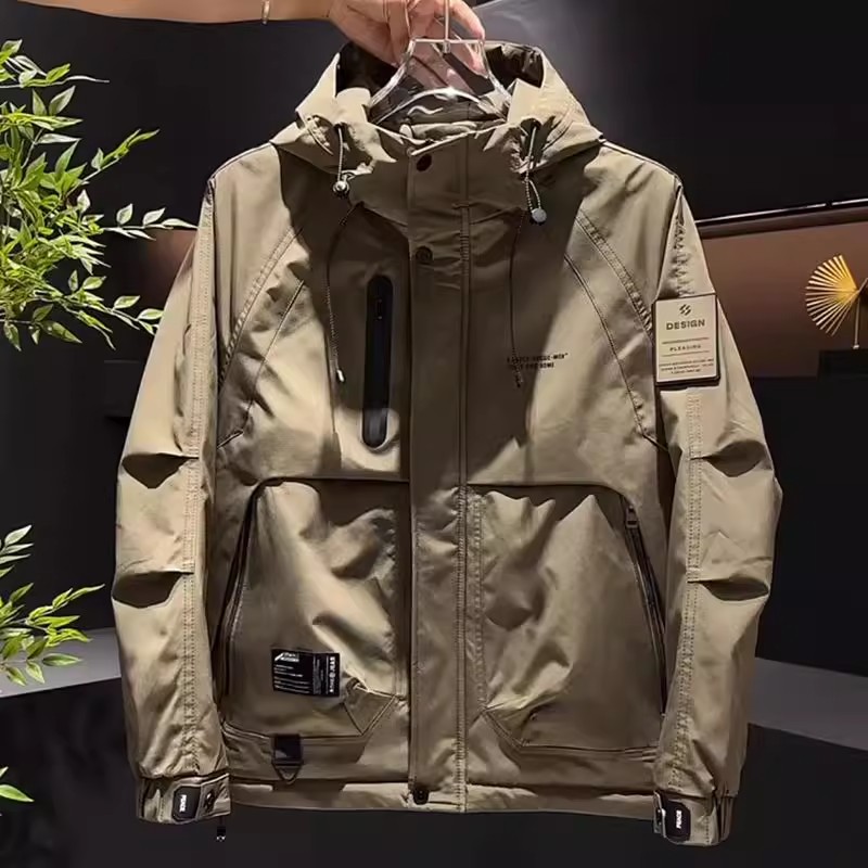 冬季新款痞帅防风连帽工装夹克男