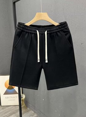 夏季新款基础款纯色黑色短裤男简约百搭五分裤潮牌宽松直筒大裤衩