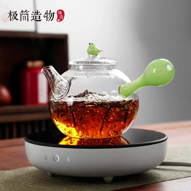 耐热玻璃圆润壶身玻璃侧把壶