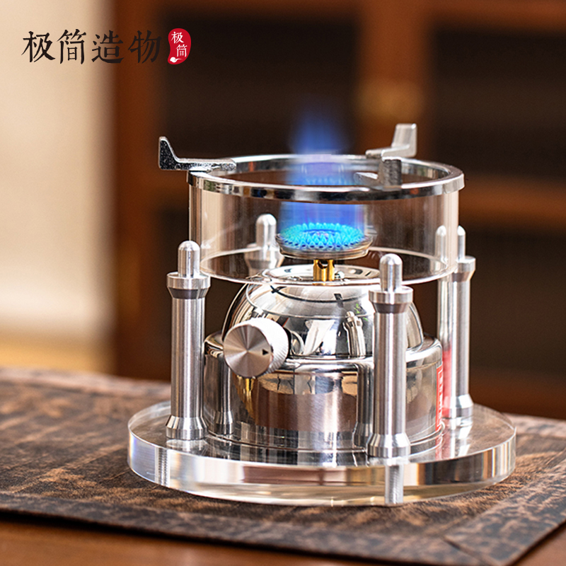 小型明火煮茶炉烧水燃气炉迷你卡式炉户外露营充气炉便携旅行茶道