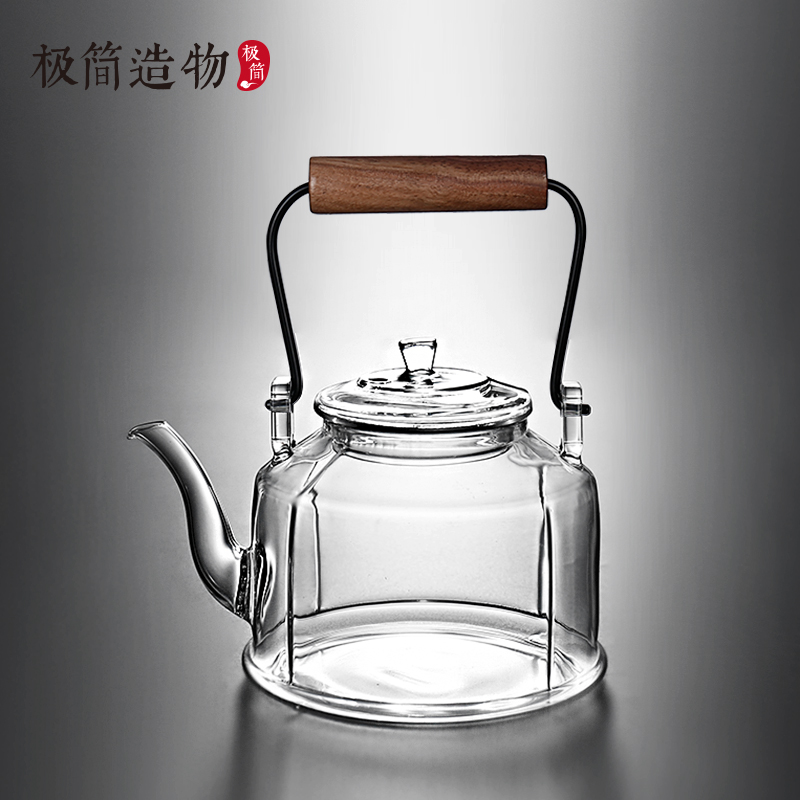 中式复古耐热玻璃提梁壶
