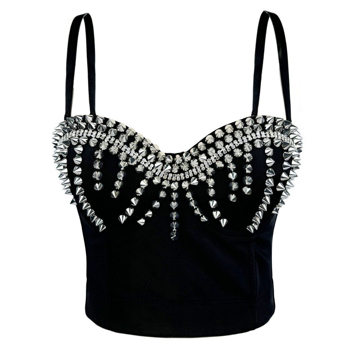 欧美跨境爆款铆钉性感露腰胸衣夜店酒吧感外穿胸衣源头工厂