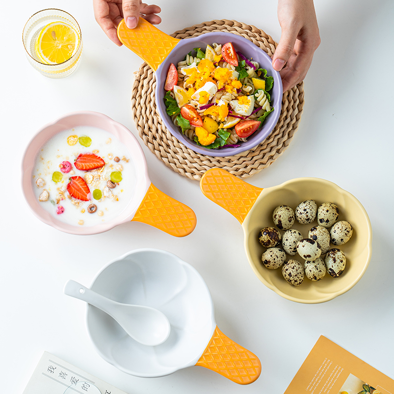马卡龙田园家用可爱冰激凌甜品碗早餐燕麦牛奶盘水果蔬菜沙拉餐具