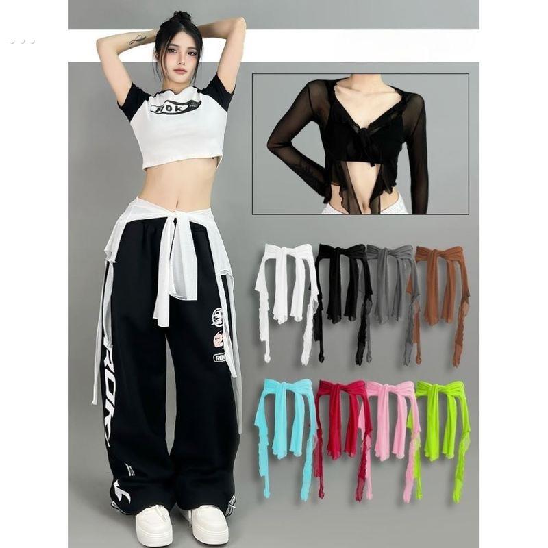 红色屁帘跳舞专用爵士上衣臀巾腰链街舞腰搭配饰新款女士飘带腰巾