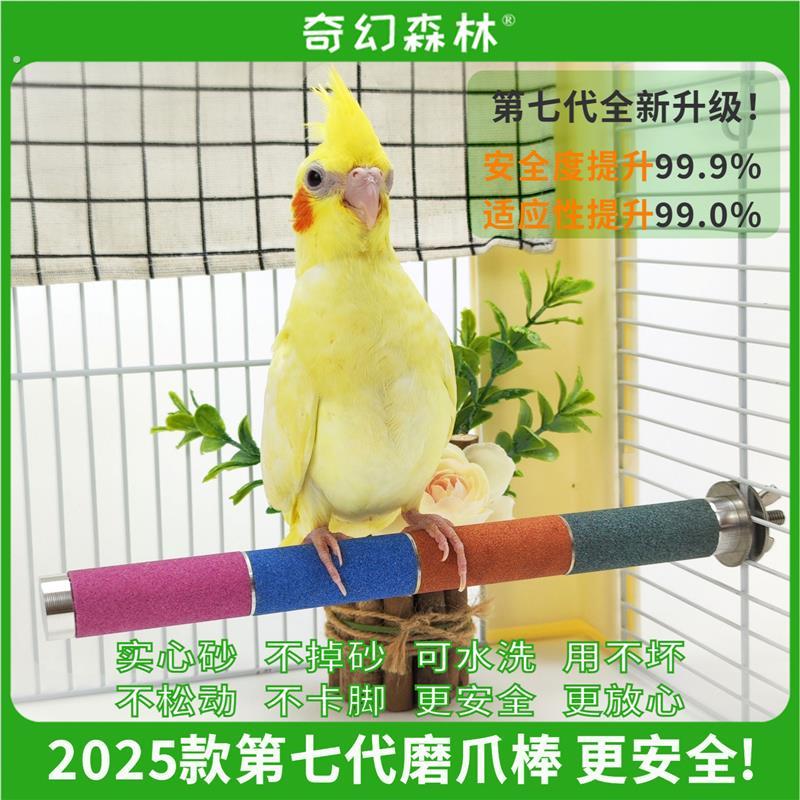 鹦鹉磨爪棒磨砂鸟站杆站棍不锈钢玄凤鹦鹉站架磨甲器磨嘴鹦鹉用品