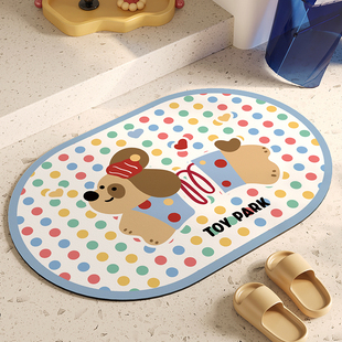 波点小狗浴室地垫卫生间厨房厕所门口吸水垫防滑耐脏地毯家用脚垫
