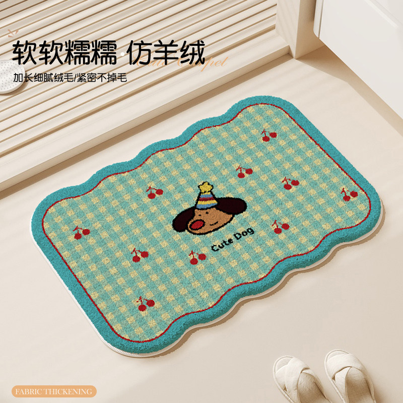 卡通吸水浴室地垫仿羊绒地毯卫生间洗手间防滑垫厕所门口家用脚垫