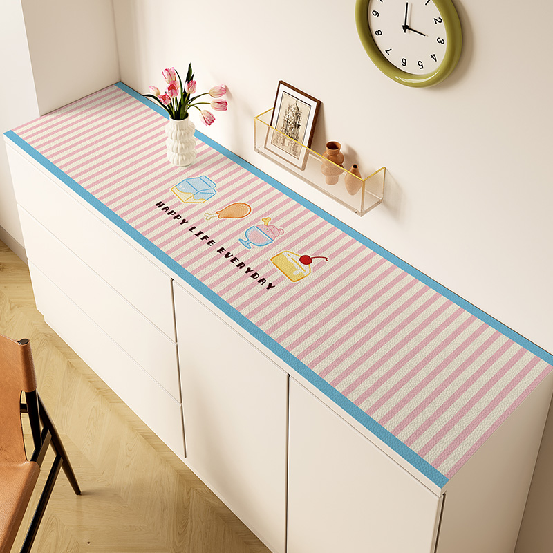 多巴胺餐边柜桌垫免洗防水防油鞋柜电视柜台面保护垫长条皮革桌布
