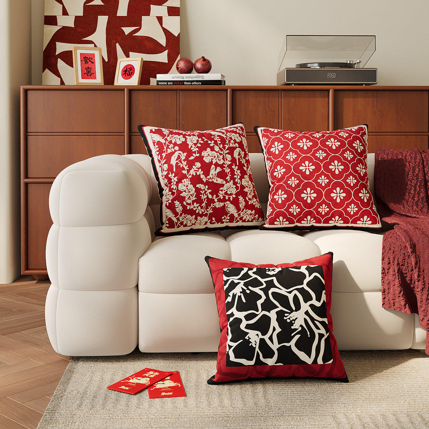 喜庆法式轻奢抱枕客厅沙发床上抱枕套新年红色装饰靠背靠垫可拆洗,居家布艺,靠垫/抱枕,淘宝优惠券,粉丝福利购,淘宝优惠卷