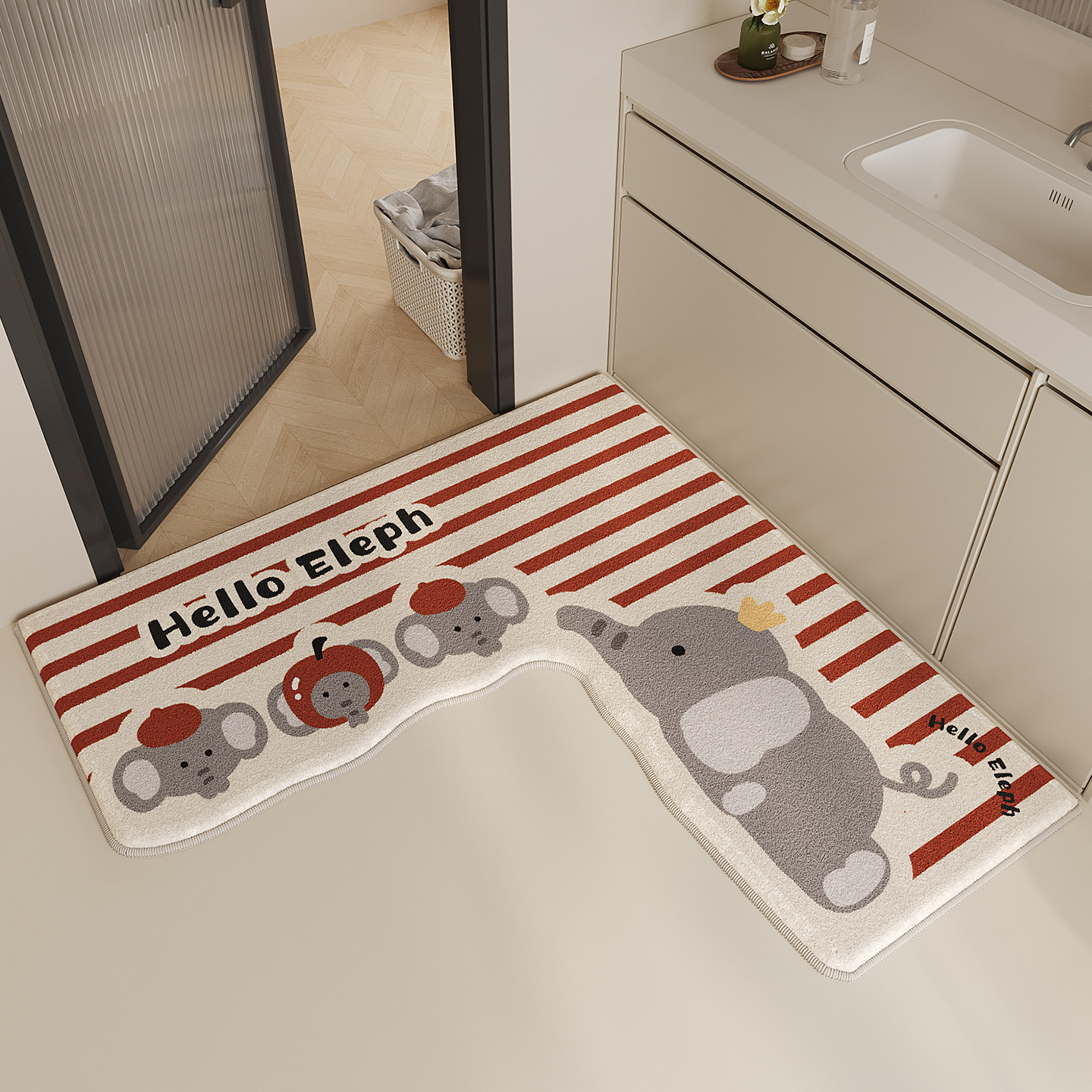 卡通浴室门口地垫L毛绒强吸水卫浴地毯洗手间防滑卫生间厕所脚垫