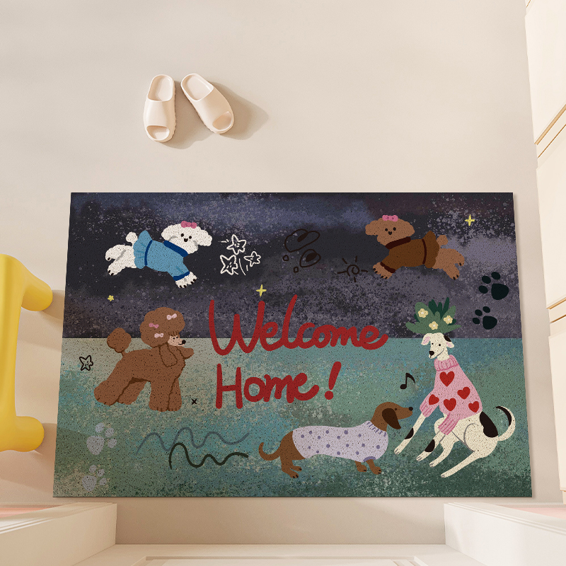 卡通入户门地垫家用可裁剪丝圈玄关脚垫耐磨防滑除尘进门门口门垫