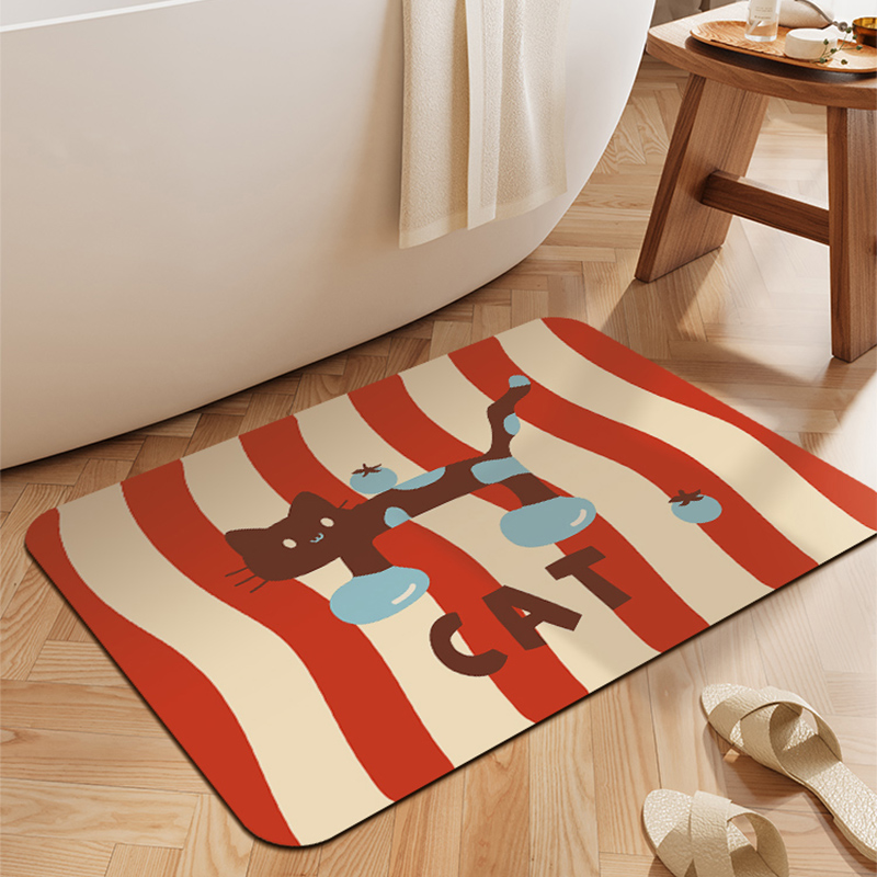 卡通浴室厕所地垫硅藻泥吸水垫卫生间门口脚垫地毯洗手间防滑垫子