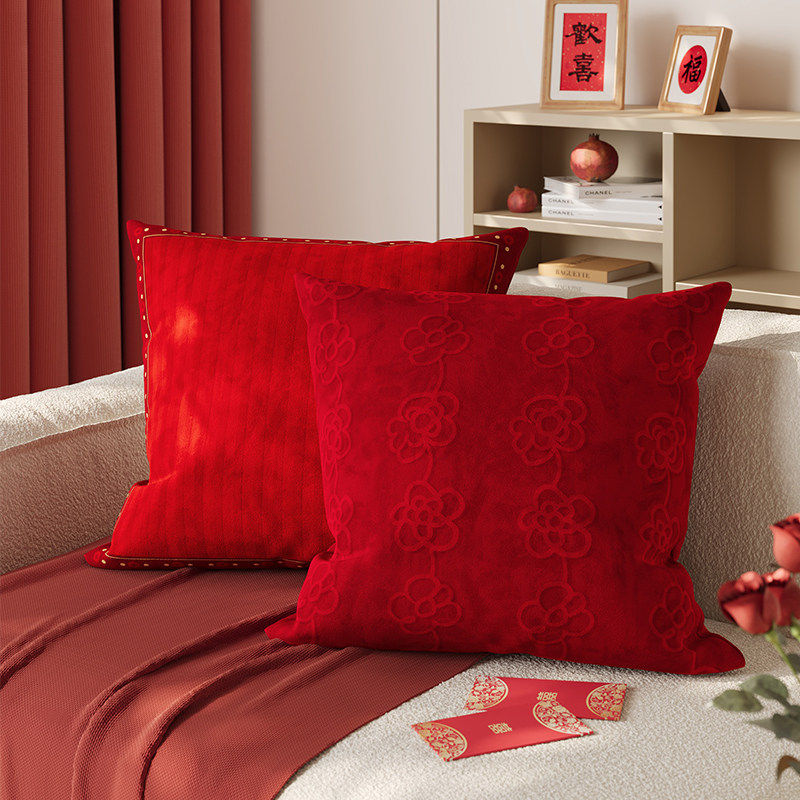 红色抱枕喜庆过年客厅沙发新年含芯卧室靠枕高级感靠垫靠背可拆洗,居家布艺,靠垫/抱枕,淘宝优惠券,粉丝福利购,淘宝优惠卷