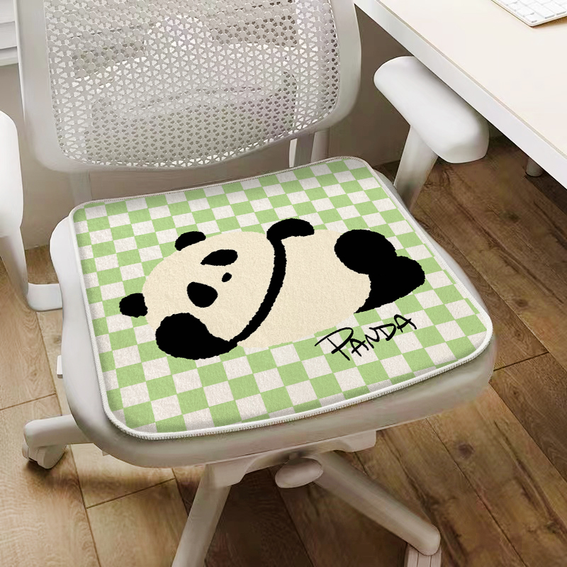 卡通熊猫电脑椅坐垫四季通用学生屁垫学习椅子座垫久坐毛绒软垫子