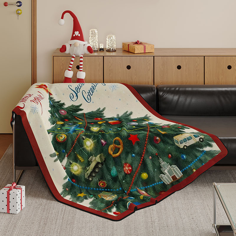 圣诞法兰绒毛毯冬季加厚卧室装饰氛围感盖毯亲肤办公室午睡沙发毯,床上用品,休闲毯/毛毯/绒毯,淘宝优惠券,粉丝福利购,淘宝优惠卷