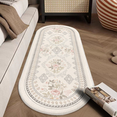 奶油风卧室床边地毯房间复古床边毯客厅小长条法式 高级感主卧地垫